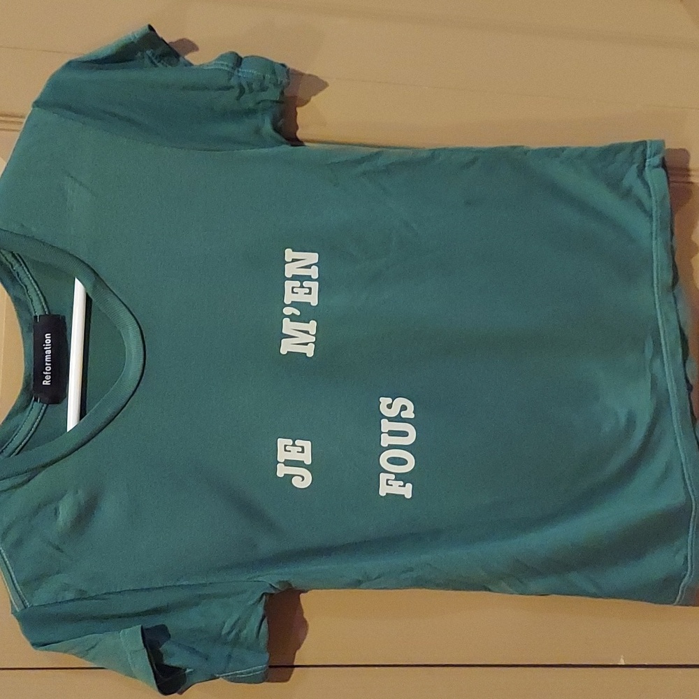 Reformation Je M'en Fous Green T-shirt